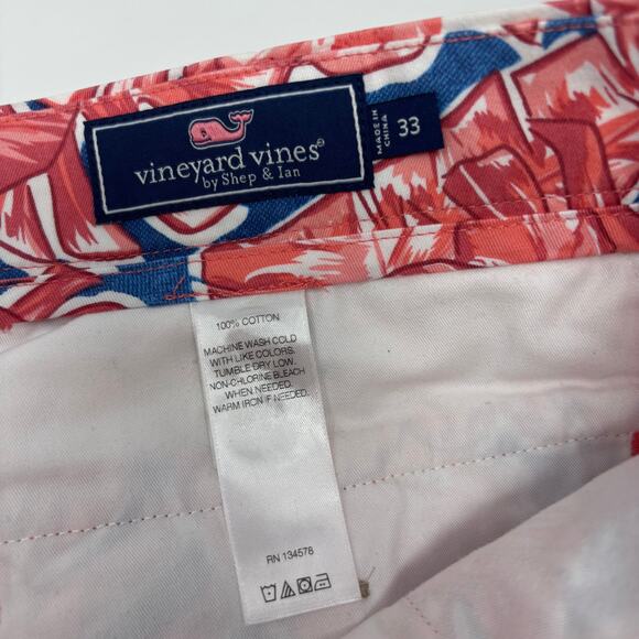 Vineyard Vines Mens Sz33 Pink Blue Floral Pattern 100% Cotton Shorts - Picture 3 of 5